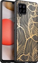 iMoshion Hoesje Geschikt voor Samsung Galaxy A42 Hoesje Siliconen - iMoshion Design hoesje - Goud / Zwart / Golden Leaves