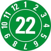Keuringssticker met speciale kleving en jaartal, vel 25 mm - 21 per vel 2022