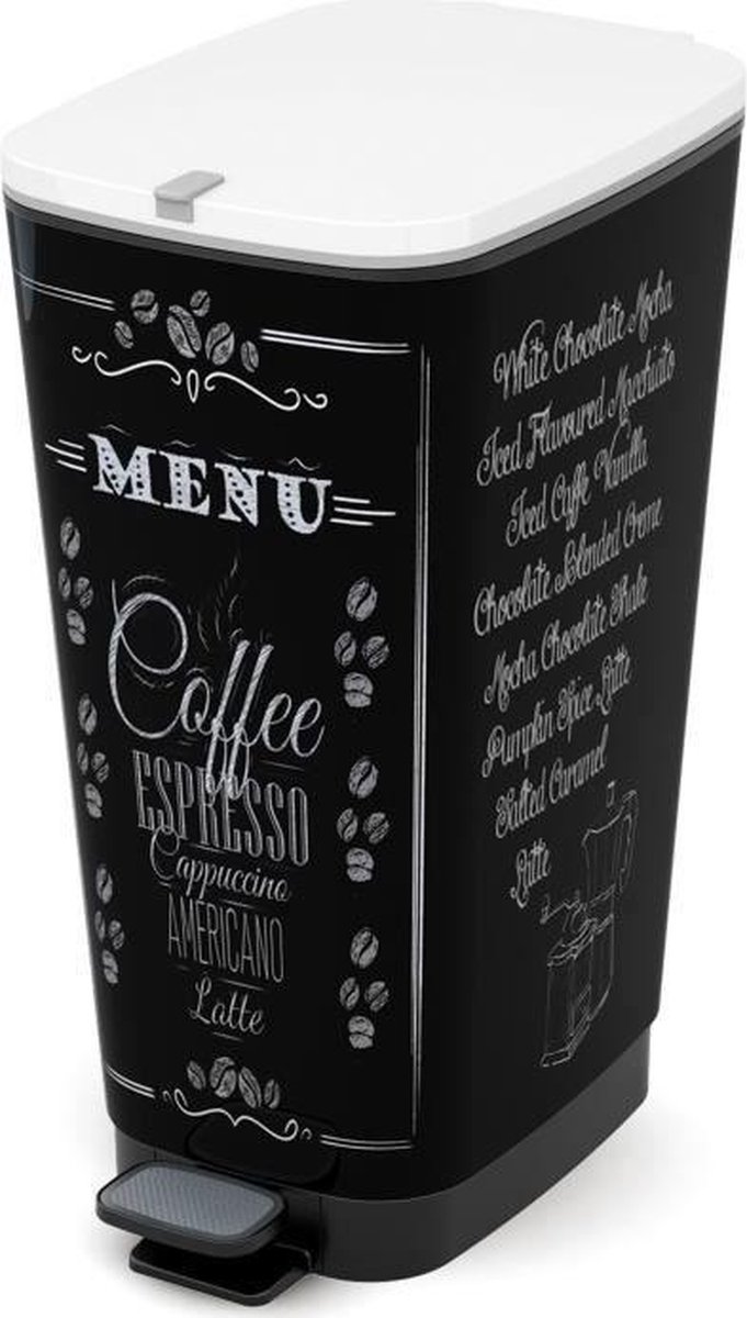 Kis Chic Bin Coffee Menu Prullenbak - 50 l - zwart