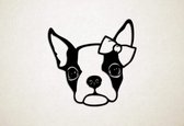 Wanddecoratie - Hond - Boston Terrier 1 - XS - 25x25cm - Zwart - muurdecoratie - Line Art