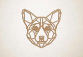 Wanddecoratie - Corgi - XS - 25x25cm - Eiken - muurdecoratie - Line Art