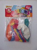 Ballonnen cijfer 18 no. 12 eenzijdig 1 zakje met 8 stuks