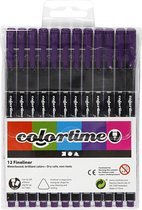 Colortime fineliners, lijndikte 0,6-0,7 mm, paars, 12 stuk/ 1 doos