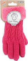 Gants en peluche tricotés roses fuchsia pour enfants - Gants d'hiver chauds pour garçons / filles