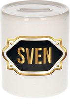 Sven naam cadeau spaarpot met gouden embleem - kado verjaardag/ vaderdag/ pensioen/ geslaagd/ bedankt