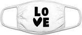 Love mondkapje | liefde | valentijnsdag | huwelijk | relatie  | vrijgezel | grappig | gezichtsmasker | bescherming | bedrukt | logo | Wit mondmasker van katoen, uitwasbaar & herbru