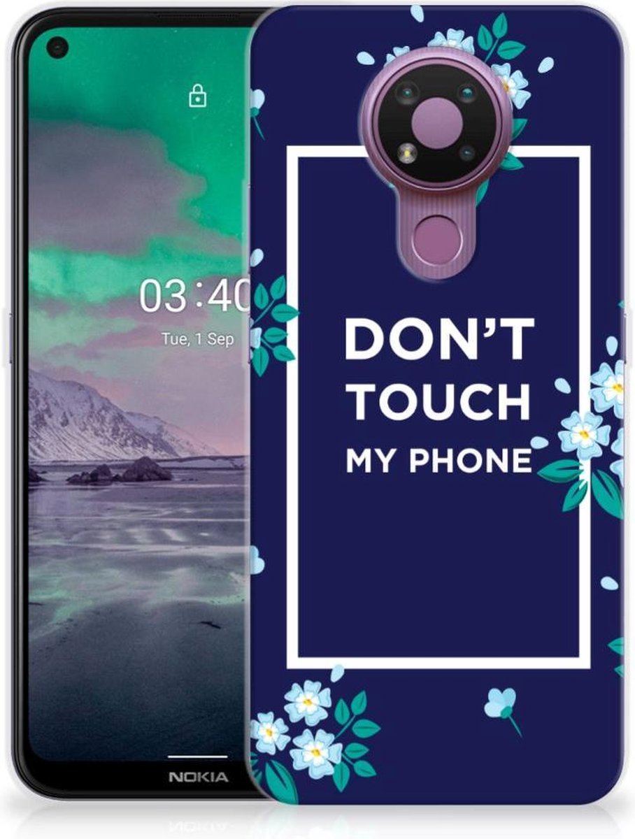 Nokia 3.4 Silicone-hoesje Flowers Blue DTMP