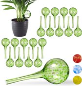 Relaxdays 20x waterdruppelaar - glas - waterbollen voor planten - Ø 6 cm - groen