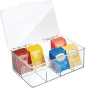 Theedoos - ZINAPS DELUXE Tea Box - de praktische, stapelbare theezakjes-opbergdoos - ook als opbergdoos voor de keuken, transparantOp voorraad