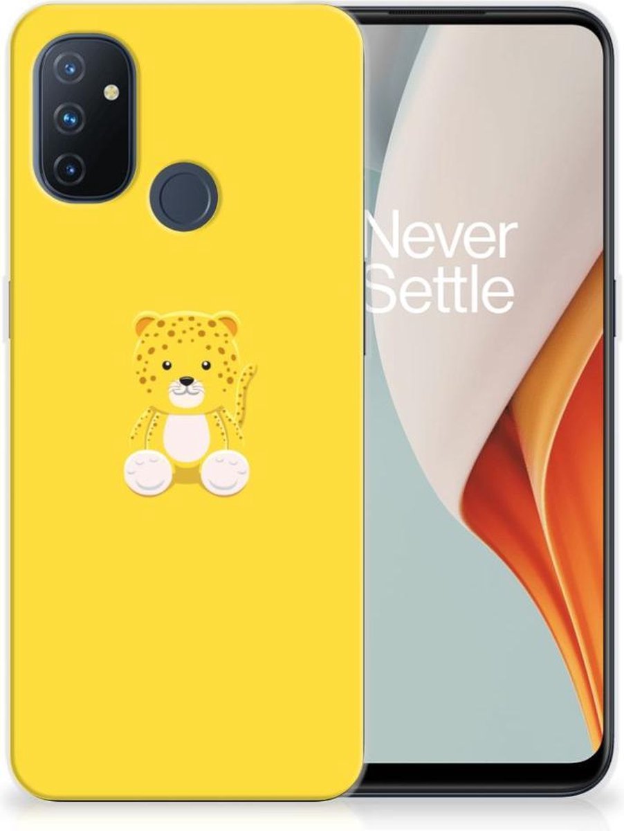 OnePlus Nord N100 Telefoonhoesje met Naam Baby Leopard