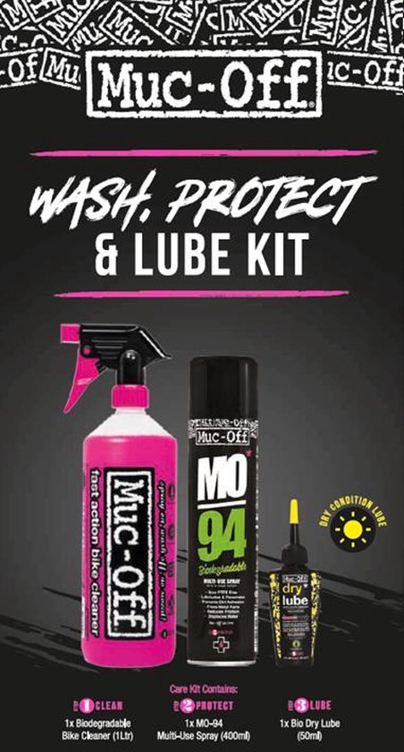 Muc-Off Wash Protect & Lube Maintenance Kit With Dry Lube