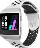 Shop4 - Fitbit Ionic Bandje - Siliconen Zwart Wit