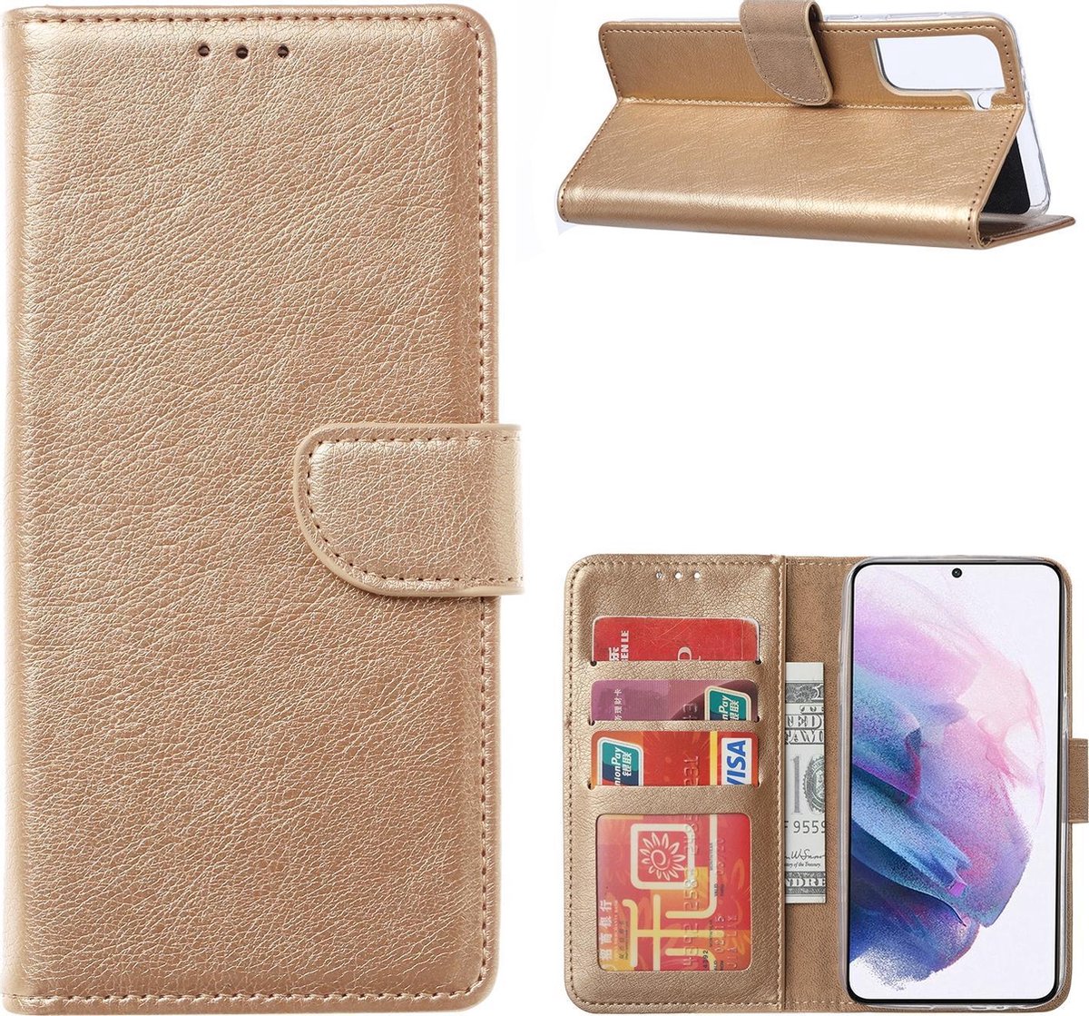 Samsung Galaxy S21 Ultra Bookcase Goud met Standaard