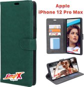 EmpX.nl iPhone 12 Pro Max Groen Boekhoesje | Portemonnee Book Case voor Apple iPhone 12 Pro Max Groen | Flip Cover Hoesje | Met Multi Stand Functie | Kaarthouder Card Case iPhone 12 Pro Max G