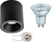 Opbouwspot Set - OSRAM Parathom PAR16 930 36D - Pragmi Cliron Pro - GU10 Fitting - Dimbaar - Opbouw Rond - Mat Zwart - 5.5W - Warm Wit 3000K - Verdiept - Ø90mm - BSE