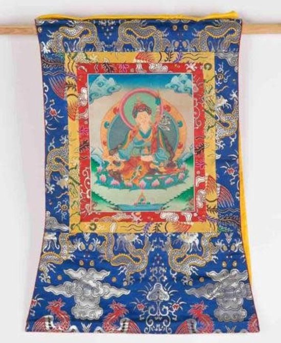 Fine Asianliving Antieke Tibetaanse Thangka Handgeschilderd en Geborduurd