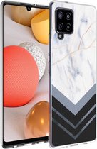 iMoshion Design voor de Samsung Galaxy A42 hoesje - Marmer - Wit / Zwart
