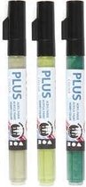 Plus Color Marker, lijndikte: 1-2 mm, l: 14,5 cm, dark green, eucalyptus, leaf green, 3stuks, 5,5 ml