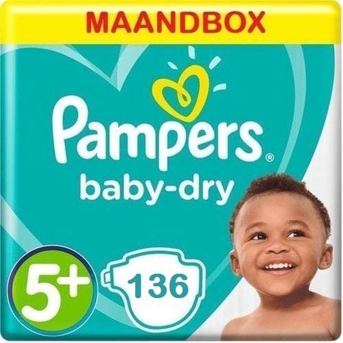 Pampers Baby Dry Maat 5+ - 136 Luiers Maandbox