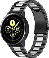 Stalen Smartwatch bandje - Geschikt voor  Samsung Galaxy Watch Active stalen band - zwart/zilver - Horlogeband / Polsband / Armband