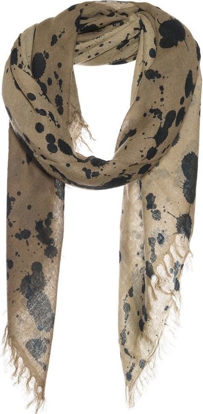 Sjaal bruin - 100% wol- splash print