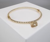 Geel gouden armband met harten hanger