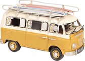 Clayre & Eef Modelauto Volkswagen Bus Licentie Camper 20*10*11 cm Geel Metaal Miniatuur VW Bus Miniatuur Auto