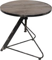 Clayre & Eef Bijzettafel Ø 61*61 cm Zwart Hout / ijzer Rond Side table