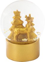 Clayre & Eef Sneeuwbol Kerstboom Ø 8*11 cm Goudkleurig Polyresin / Glas Rond