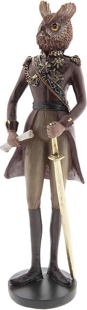 Decoratie Beeld Uil 10*8*31 cm Bruin Kunststof Decoratief Figuur Decoratieve Accessoires Woonaccessoires