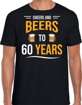 Cheers and beers 60 jaar verjaardag cadeau t-shirt zwart voor heren - 60e verjaardag kado shirt / outfit 2XL