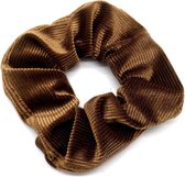 Dielay - Scrunchie van Ribstof / Ribfluweel - Corduroy Haarelastiek - Bruin