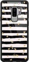 Samsung S9 Plus hoesje glass - Hart streepjes | Samsung Galaxy S9+ case | Hardcase backcover zwart