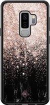 Samsung S9 Plus hoesje glass - Marmer twist | Samsung Galaxy S9+ case | Hardcase backcover zwart