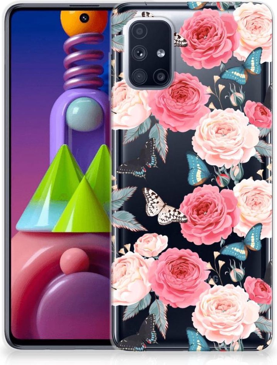 Samsung Galaxy M51 TPU Case Butterfly Roses