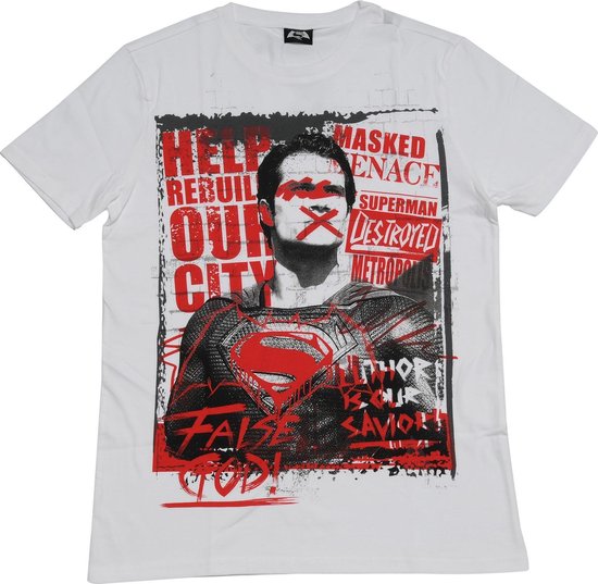 DC Comics T-shirt Batman Vs Superman Homme Katoen Wit Mt Xs