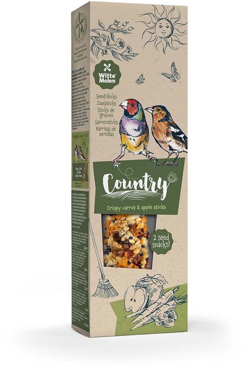 Witte Molen Country zaadsticks vink wortel & appel 60 gram - 2 stuks