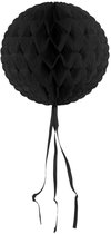 Decoratie bol - zwart - 30 cm - crepe papier - versiering - honeycumbs - hangdecoratie