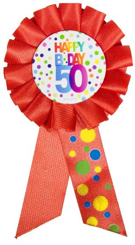Rozet - Rainbow dots - Happy birthday - 50 Jaar