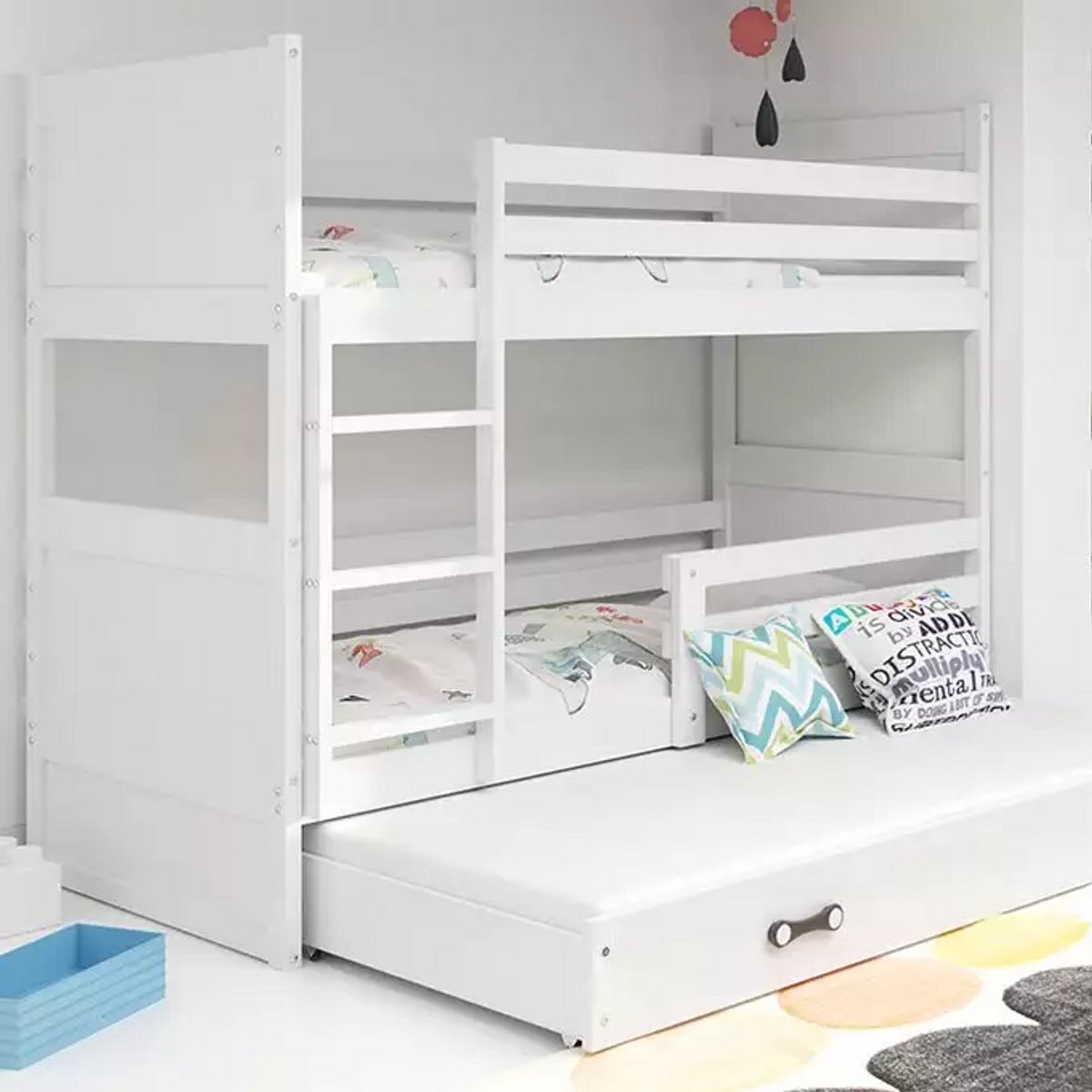 BMS - Jeugdbed 90x200 - 3-Personen - Wit - Met Lade
