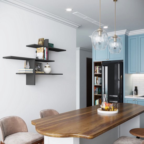 Leo Étagère murale | 100 % MÉLAMINE | Anthracite - Asir Group - Tablettes murales - Anthracite - Panneaux de particules - Tablettes murales