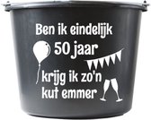 Cadeau emmer – 12 liter – zwart – verjaardag – Kado – met tekst: Ben ik eindelijk 50 jaar krijg ik zon kut emmer
