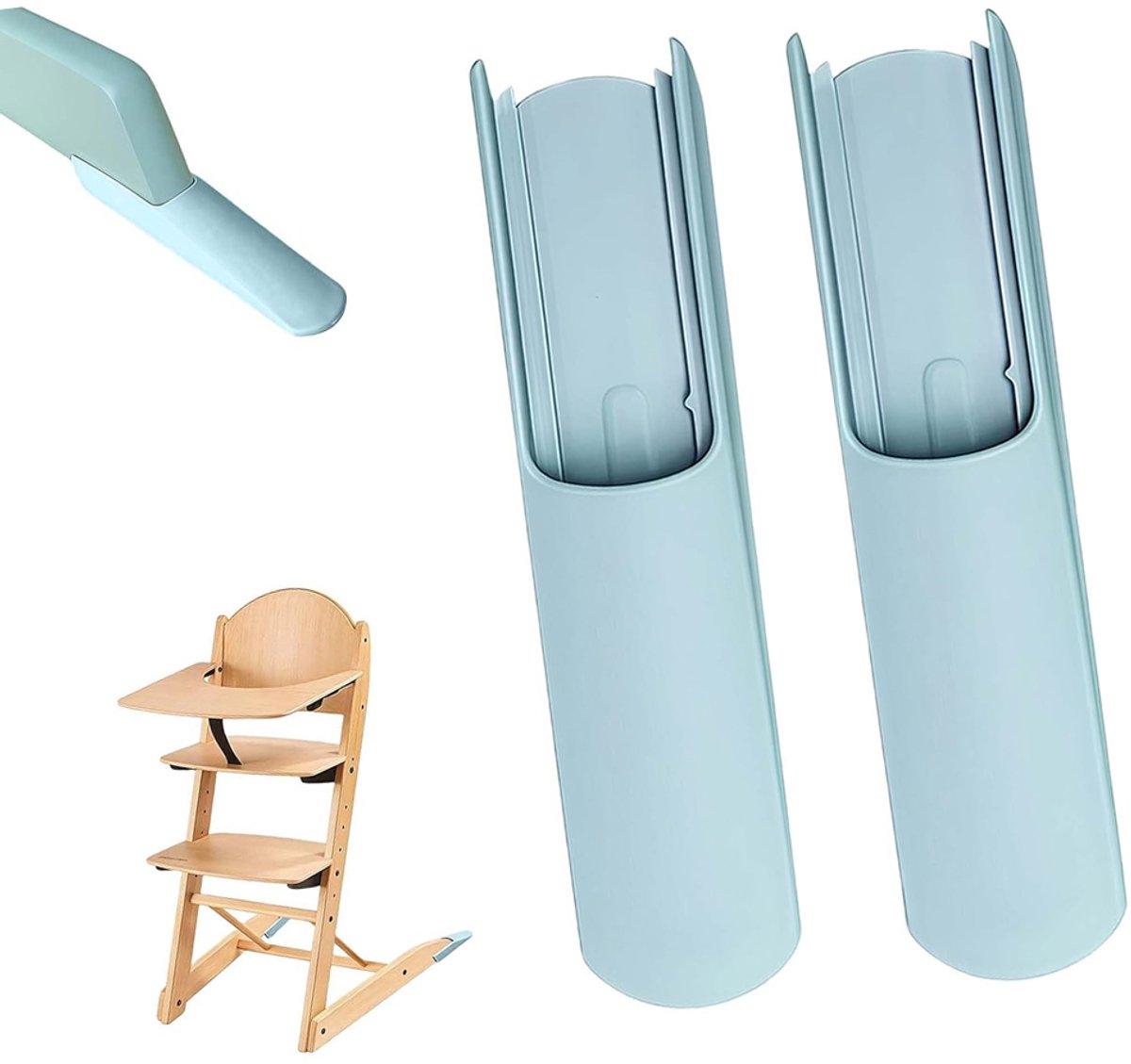 Image of 1 paar anti-kantelbeveiligingen - Eetkamerstoel anti-val - Beenverlenger - Accessoires voor kinderstoelen - Verlengde glijset - Voetenhoes - Groeistoel - Stoelpootbeschermer - 14,5×3,4×1,5 cm - Blauw