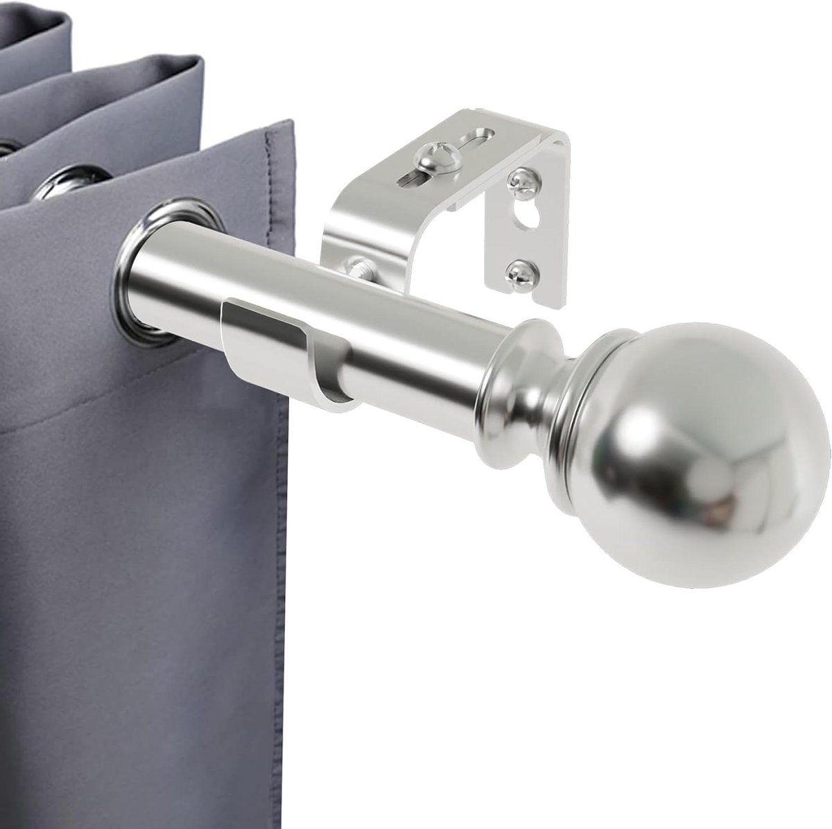 Allecto plus - Compleet set gordijnroede van 3 meter in zilver voor ooggordijnen - Beugels en fittingen - Ideaal voor slaapkamer, eetkamer, woonkamer of keuken