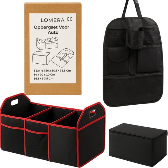 Lomera Auto Opbergset - 3-delige Opbergset - Kofferbak Organizer - Achterbank Opberger - Koeltas voor Auto - Stevige Tas - Opvouwbare Tas - Autoritten Accessoire - Picknick Metgezel - Compacte Opbergoplossing - Ruimtebesparend Ontwerp van lomera — afbeelding 2