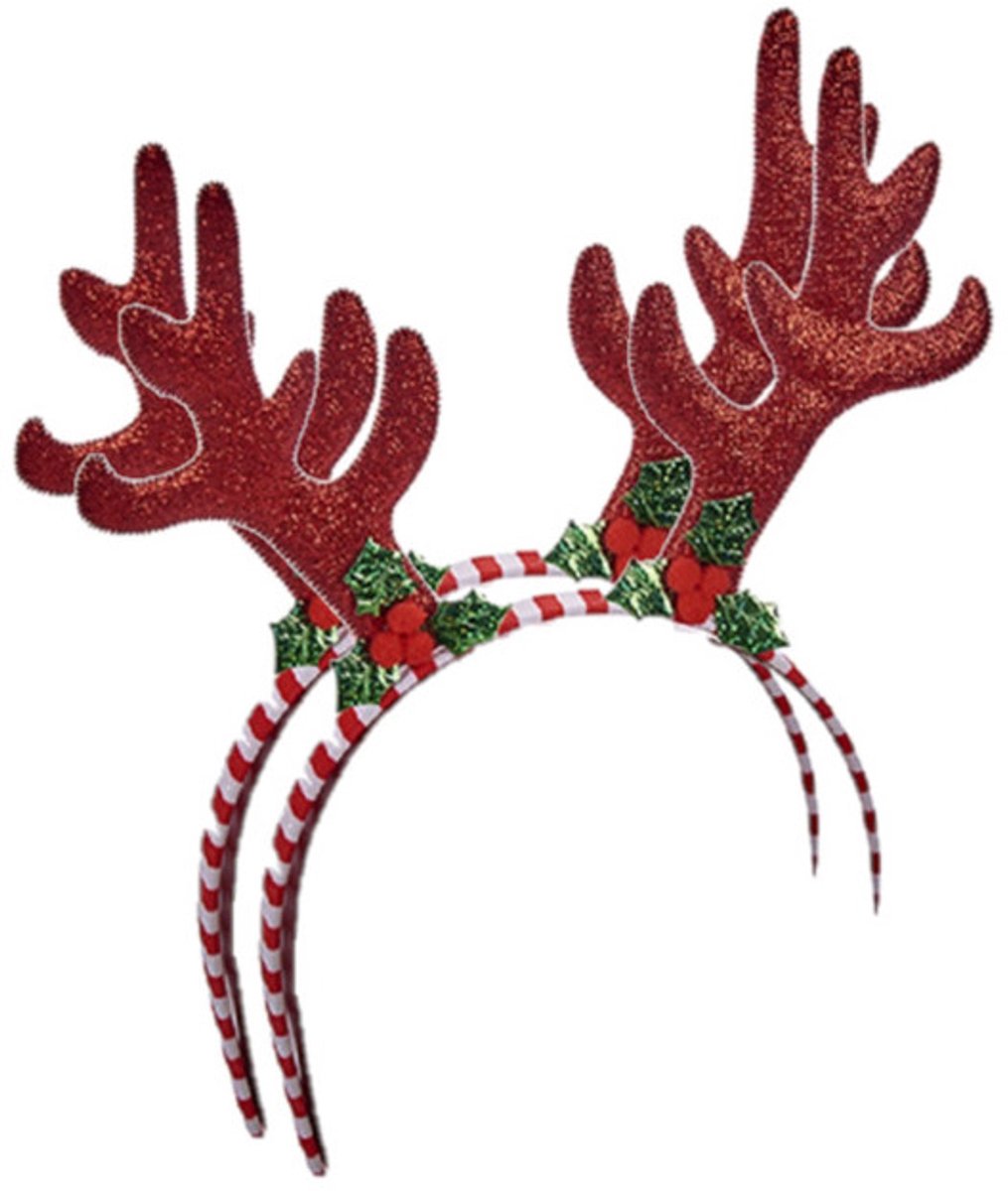 Rendier diadeem - 2x - 24 cm - gewei - haarband - kerst - kinderen en volwassenen