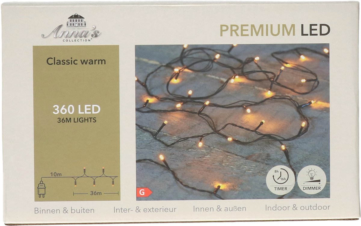 Anna's Collection Kerstverlichting premium LED - 360 led lampjes - klassiek warm wit - 36 meter - lichtsnoer - kerstboomverlichting