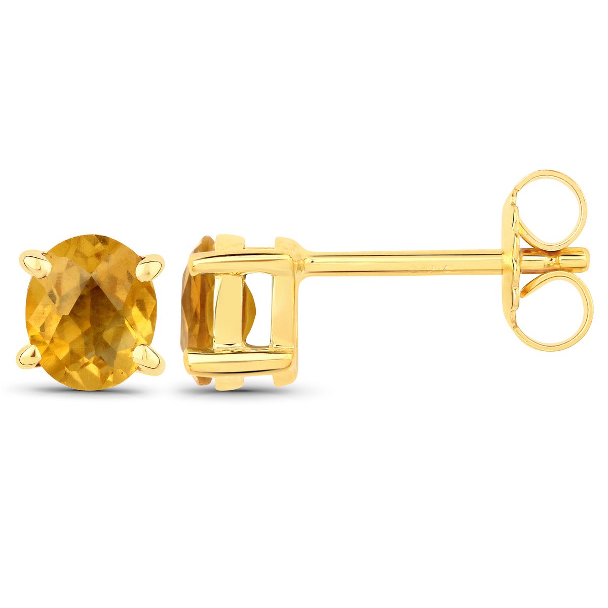 Vira Jewels Ohrstecker 925-Sterling Silber vergoldet Glänzend Citrin gelb