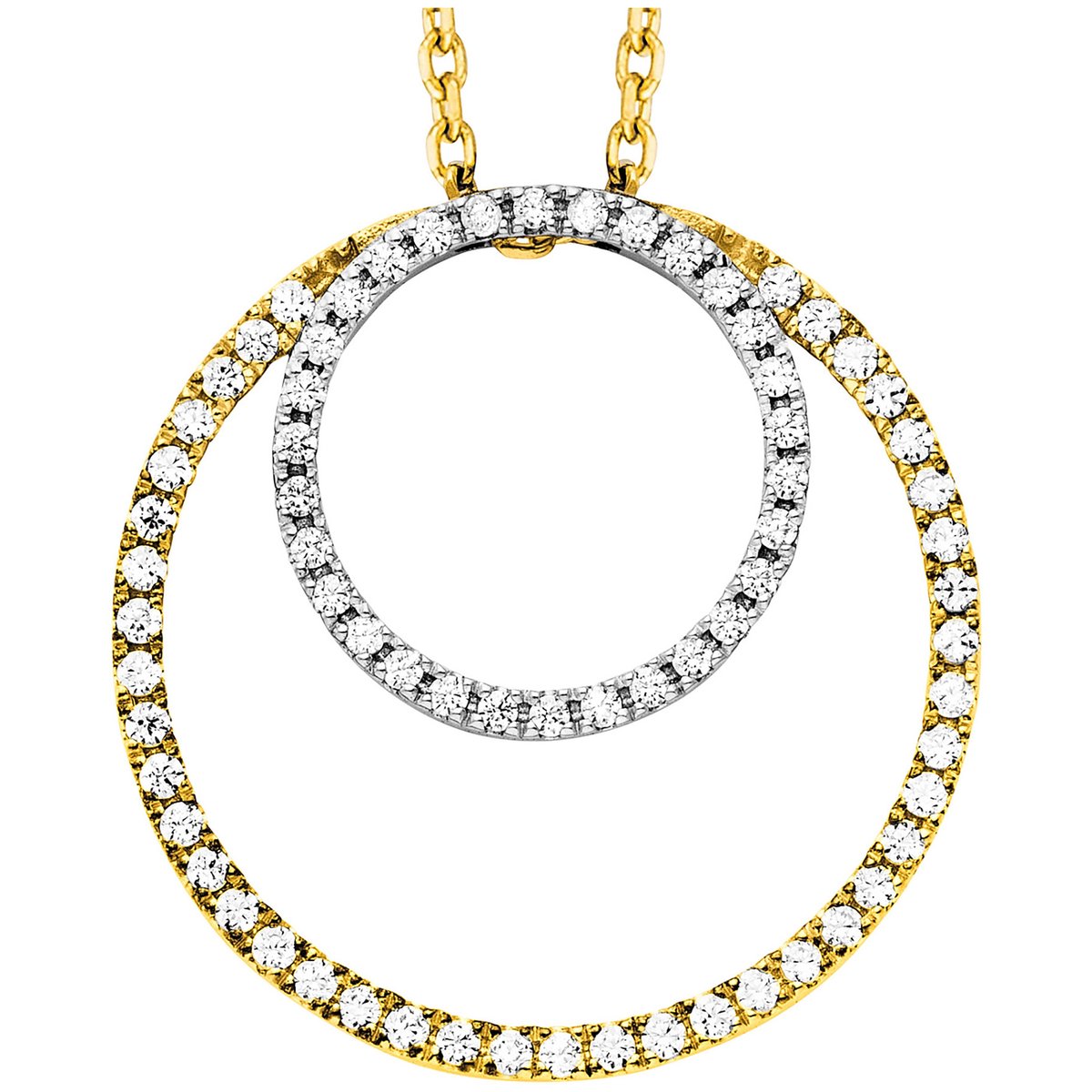 Julie Julsen Anhänger mit Kette 925/- Sterling Silber rhodiniert/vergoldet 2 Kreise Zirkonia
