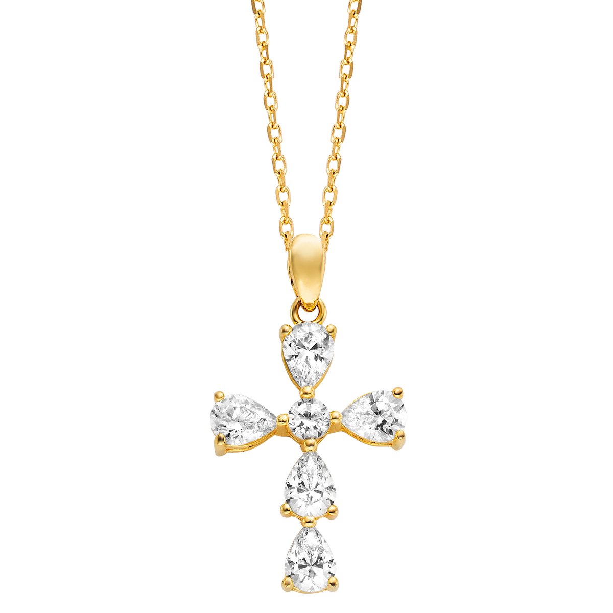 Julie Julsen Anhänger mit Kette 925 Silber vergoldet Kreuz Zirkonia weiß